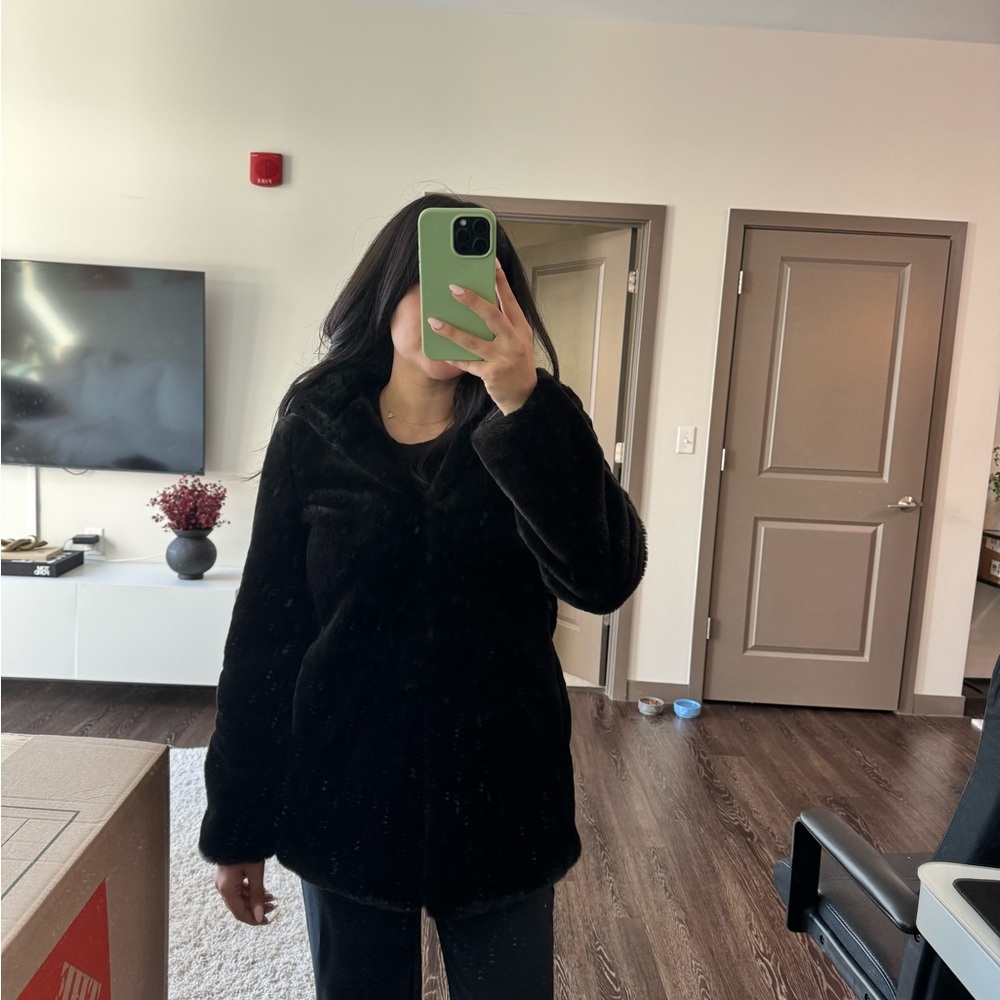Zara fur coat with hood
